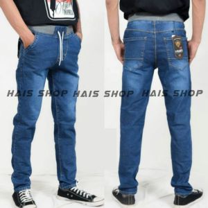 TERBARU..!!Celana panjang pria jeans rib/jeans panjang pinggang karet terbaru Termurah COD