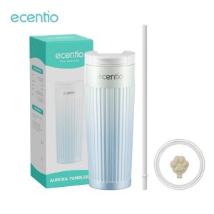 ECENTIO Biru Tumbler Air Sedotan Aesthetic Tumbler Stainless Steel 500ml Botol Minum