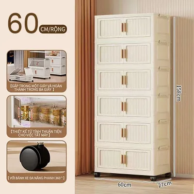 [SIÊU LỚN] Tủ Nhựa Đựng Đồ Gấp Gọn Rộng Đa NăngĐựng Đồ Đa Năng Thông MinhBánh Xe 360 Di Chuyển Tiện LợiNhựa PP