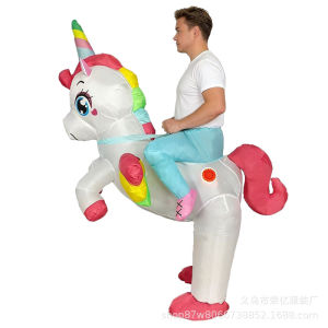 alo Halloween props funny party costumes inflatable unicorn costume blue and pink unicorn inflatable outfit