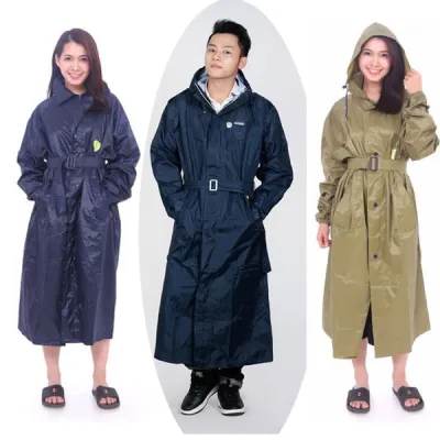 Áo Mưa Măng Tô Nam Nữ Vải Dù Chống Thấm Cao Cấp Kèm Thắt Lưng