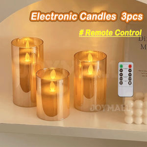 SG 3pcs LED Candle Flameless Battery Candle Light Flickering fake candle with Remote Control (Amber Gold Pack of 3)