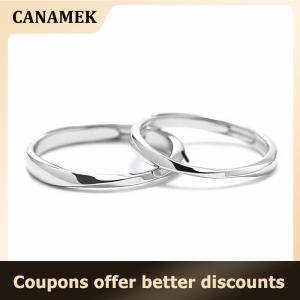 【 CANAMEK 】 1Pair Couple Ring Crystal Diamond Wedding Engagement Jewelry Adjustable Rings