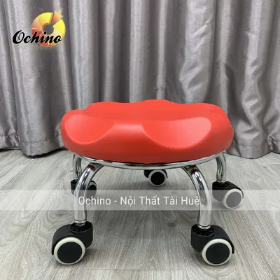 Ghế Trẻ Em Có Bánh Xe Ghế Tròn Xoay Thấp Ngồi Làm Nail Mẫu TRÒN VÁT Hiện Đại (Hàng Có Sẵn)