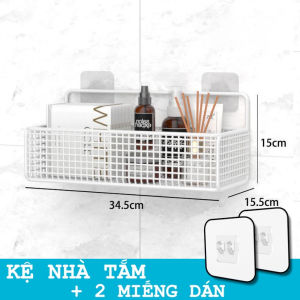 Kệ Đề Đồ Nhà Tắm Dán Tường Hình Chữ Nhật Kệ Để Mỹ Phẩm Gia Vị Nhà Bếp Đa Năng Tặng Kèm Miếng Dán
