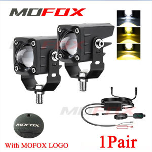 MOFOX 1Pair M1 Laser Gun Motorcycle 80W Super Bright Mini Driving Light LED Spotlight MDL Hi/Lo 4Modes Auxiliary Light Spotlight Flash Light For Motorcycle