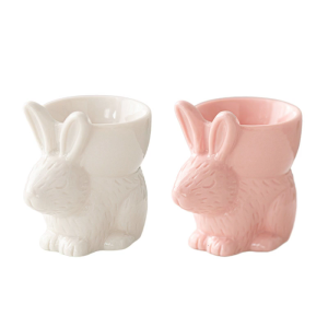 Easters Rabbit Eggs Holder Stylish Ceramic Cup for Childrens Breakfast and Decoration White Porcelain Eggs Stand