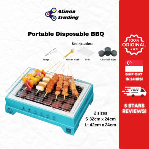 Disposable & Portable Charcoal Grill BBQ Set Biodegradable Mini Grill Charcoal Included