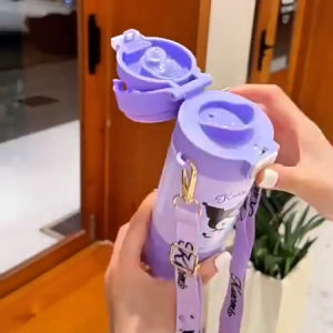 Girls Aesthetic Insulated Water Bottle with Double Drinking Straws