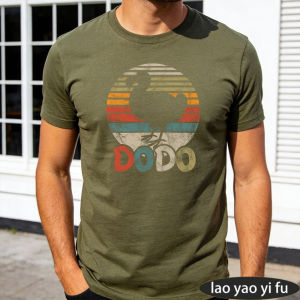 [Local Stock] HBESTY  DODO Cotton Crew Neck Short Sleeve Men Summer Tee Classic Striped Retro Sunset Dodo Bird Wildlife Casual Tees
