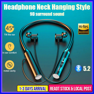 IPX5 Bluetooth Earphone Neckband Wireless Earbuds with microphone Magnetic with Noise Canceling Sports Running Headset Waterproof Headphone 9D Stereo Bass Headset