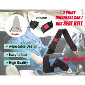 1 Pcs Quality Universal 120cm Max Retractable 2 Point Car Auto Bus Safety Seat Lap Belt Set Seatbelt Adjustable + Screw