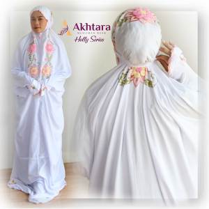 Mukena Terusan Rayon Premium Mukena Dewasa Mukenah Lajuran Jumbo Bordir Tile Timbul Holly Series by Malaikamoza Produsen Mukena Traveling Adem dan Nyaman