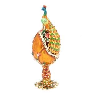Egg Ornament Easter Unique Royal Style Box Diamante Egg for Rhinestone Peacock Trinket Display Home Decor Craft