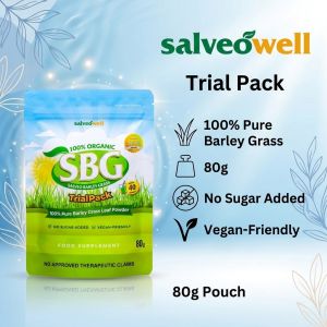 SBG 80 grams Trial Pack Pure and Organic Salveo Barley Grass Original Powder - Health Supplement and 100% Distributor