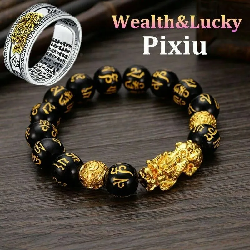 Black obsidian outlet lucky bracelet