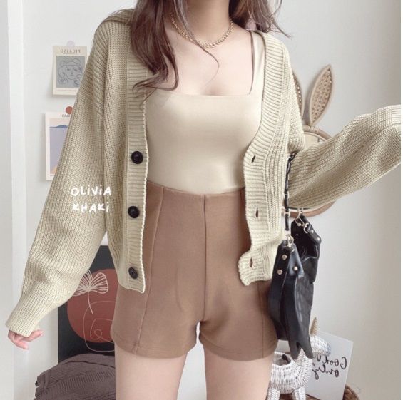 Wolly Cardigan Crop Ellena Basic Outwear (7 Gauge) Leviora