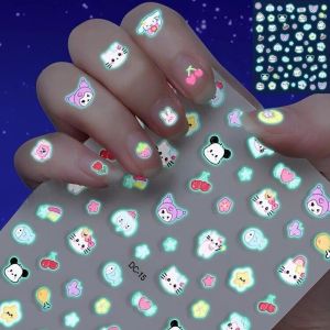 Cartoon Cinnamoroll Kuromi 5D Luminous Stickers Nail Art Decoration Sanrio Anime Character Series Nail Stickers DIY Lasting Decals