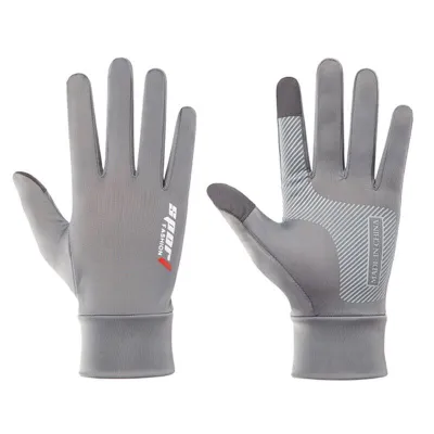 Summer Motorcycle Racing Gloves Men Ice Silk Non-Slip Fishing Gloves Thin Anti-UV Outdoor Sports Riding Gloves Touch Screen