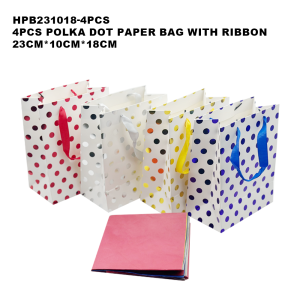 4PCS Polka Dot Print Paper Gift Bags – Perfect for Party Favors & All Occasions