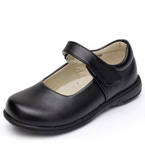 black shoes for kids girls non-slip comfortable breathable Rubber Sole fashion children  school leather shoes