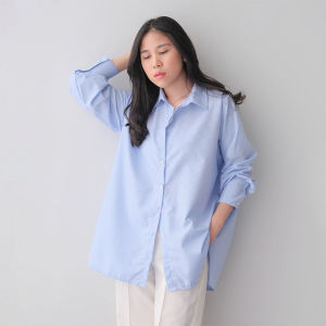 Maeve Shirt - Stripe Shirt Kemeja Basic Salur Garis Oversized Shirt Atasan Wanita Lengan Panjang