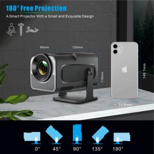 XGODY Gimbal 5 180° Rotation Android TV Smart Projector Native 1080P 4K Decoding 10000 Lumen Automatic Keystone Screen Mirroring Home Theater