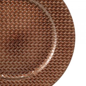Charger Plate 4-pc Set Basket Weave Brown 13inch Decorative Plate Perfect for Dinner Celebrations at Home