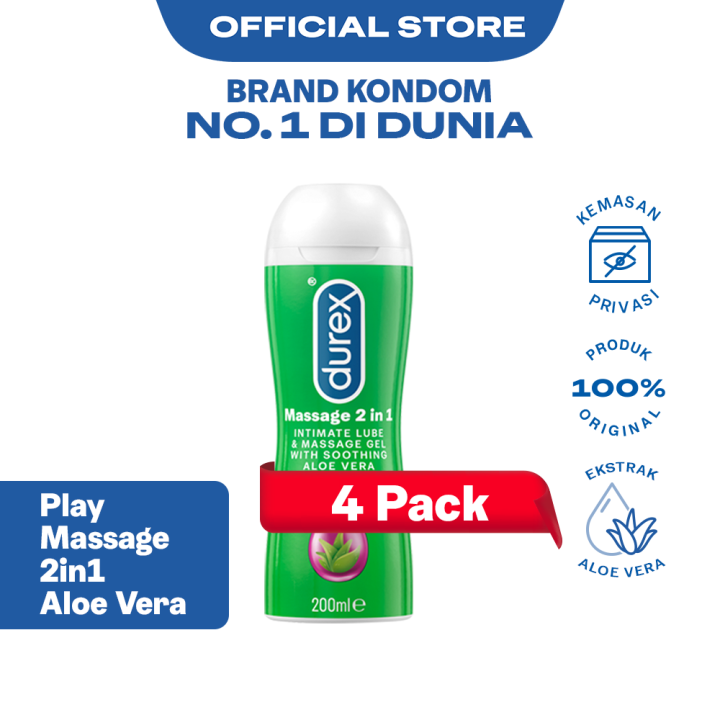 Durex Play Massage 2in1 Pelumas Gel Seks Pria & Wanita 200ml (4 pcs) Bottle - Lubricant Water Based Sex Lube