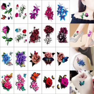 Tattoo Sticker 3d Stereoscopic Fashion Tattoo Film Rose Flower Realistic Lasting Rich and Varied