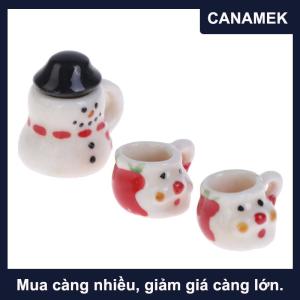 【CANAMEK】 Bộ chén & nồi gốm giáng sinh thu nhỏ Nhà búp bê 1:12 cốc trà cà phê