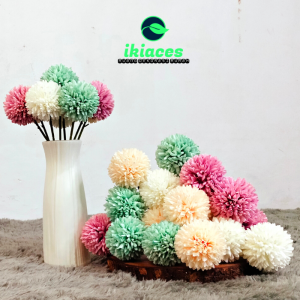 TANGKAI BUNGA HIAS BUNGA PLASTIK BUNGA BULAT ARTIFISIAL BUNGA POMPOM FLOWER DEKORASI BUNGA MURAH BAYAR DI TEMPAT