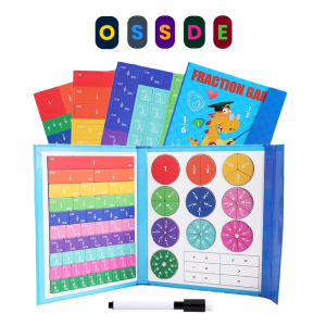 OSSDE Magnetic Fraction Educational Puzzle Fractional Circles Set With Water Based Pen Magnet Score