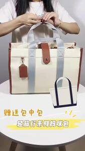 New fashion Canvas Mommy Bag   Handbag Large Capacity Single Shoulder Crossbody Mom Bag Multifunctional Mother-Daughter Bag Hot