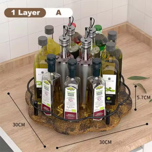Rotatable Spice Rack Seasoning Rack Cosmetics Storage Rack 1/2 Tier Beverage Storage Rack Movable Kitchen Shelf With Anti-Slip Cupcake Display Rack Bottom Adjustable Height For Kitchen Bathroom Office Living Room