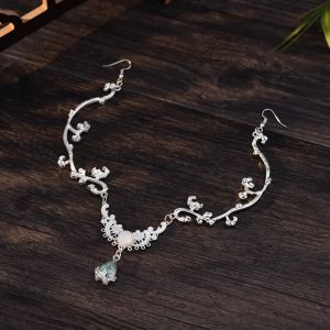 SKJK Trán Băng đô kim cương giả pha lê Cổ Tích Sang trọng Khăn trùm đầu Hanfu Thời trang Đám cưới cô dâu Chuỗi đeo đầu lấp lánh đầy sao Phụ Kiện Đầu