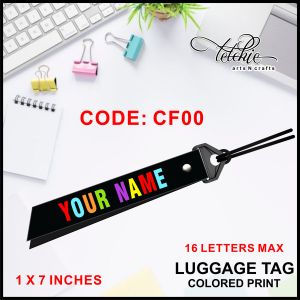 1x7 LUGGAGE TAG Colored font Personalized
