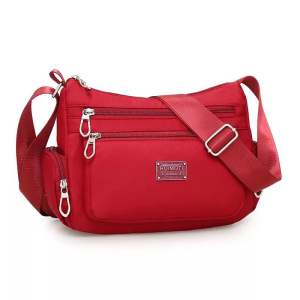 F&S SHOPAHOLIC BAGS#456 Classic nylon crossbody bag for Women features multiple zippered pockets for organization.