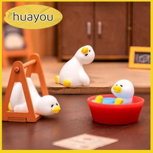 huayou Miniatures Figurines Cute White Duck Animal Micro Landscape Ornaments For Home Desk Decoration Gardening Accessories