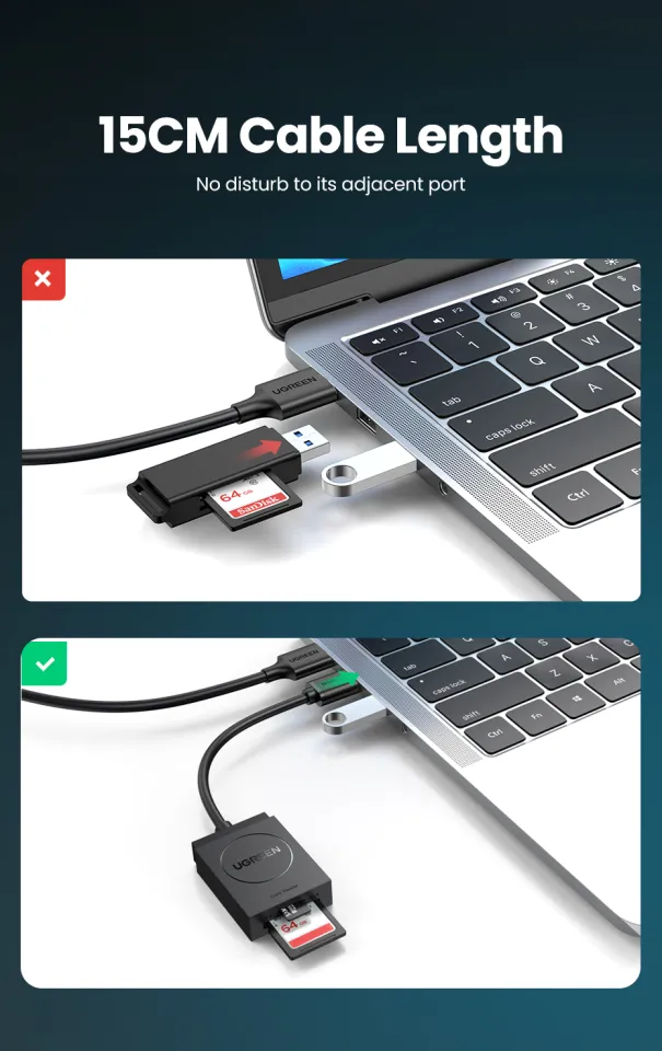 UGREEN 15CM Card Reader Mini USB SD Micro SD TF OTG Smart Card