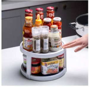 Minimalist Kitchen Spice Rack Rotating Organizer Makeup Cosmetic Perfume Shelf Storage