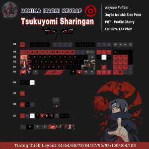 Keycap Uchiha Itachi | Tsukuyomi Sharingan | Xuyên Led Full Size | Chất liệu PBT Profile Cherry