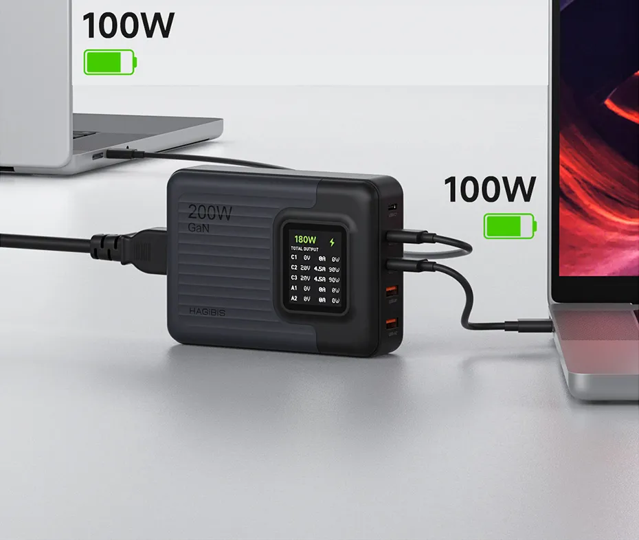 Hagibis 200W USB C Charger Ports 100W Type C 65W PPS FCP SCP