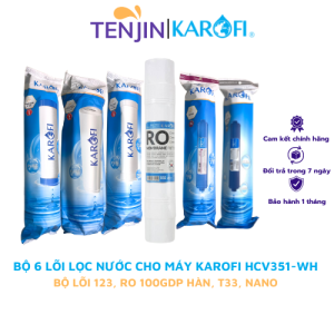 Bộ 6 lõi lọc nước Karofi (123 RO100KR 58) dùng cho máy lọc nước Karofi model HC18RO HCV200RO HCV351-WH HCV362 - Hàng chính hãng