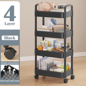 Multi-purpose 3/4 Layer Trolley Racks Movable Storage Trolley With Wheel Multi-Function Storage Racks Rak Troli Kitchen Rack Movable cart 可移动推车