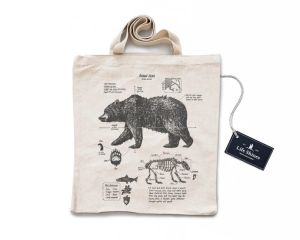 Cotton canvas bag with the anatomy of the brown bear: hand screen-printed (made at home)