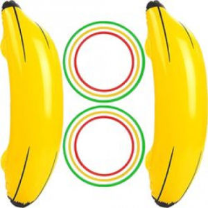 Banana Ring Toss Kit Banana Balloons and Plastic Toss Rings for Bachelor Girl Party Swimming Pool and Bridal Shower