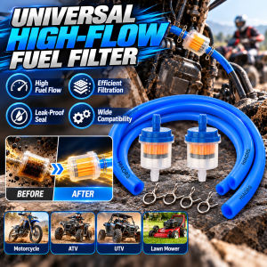 Universal High Flow Fuel Filter Inline Gas Filter Kit Motorcycle ATV Engine Parts 1M 5mm ID 8mm OD Fuel Line Hose High Performance Gasoline Filter