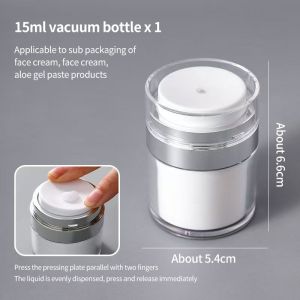 (HOME+) Refillable Vacuum Cosmetic Pump Dispenser Jar Portable Travel Container for Face Cream Eye Cream Skincare Liquid