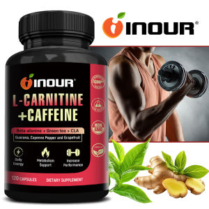 INOUR L-Carnitine + Caffeine Capsules with CLA Beta-Alanine Green Tea Energy Metabolism Support